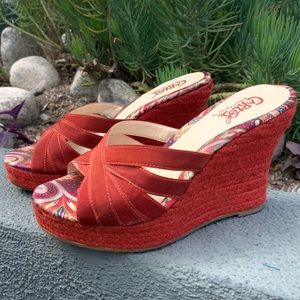 Carlos Santana Red Wedge Heels